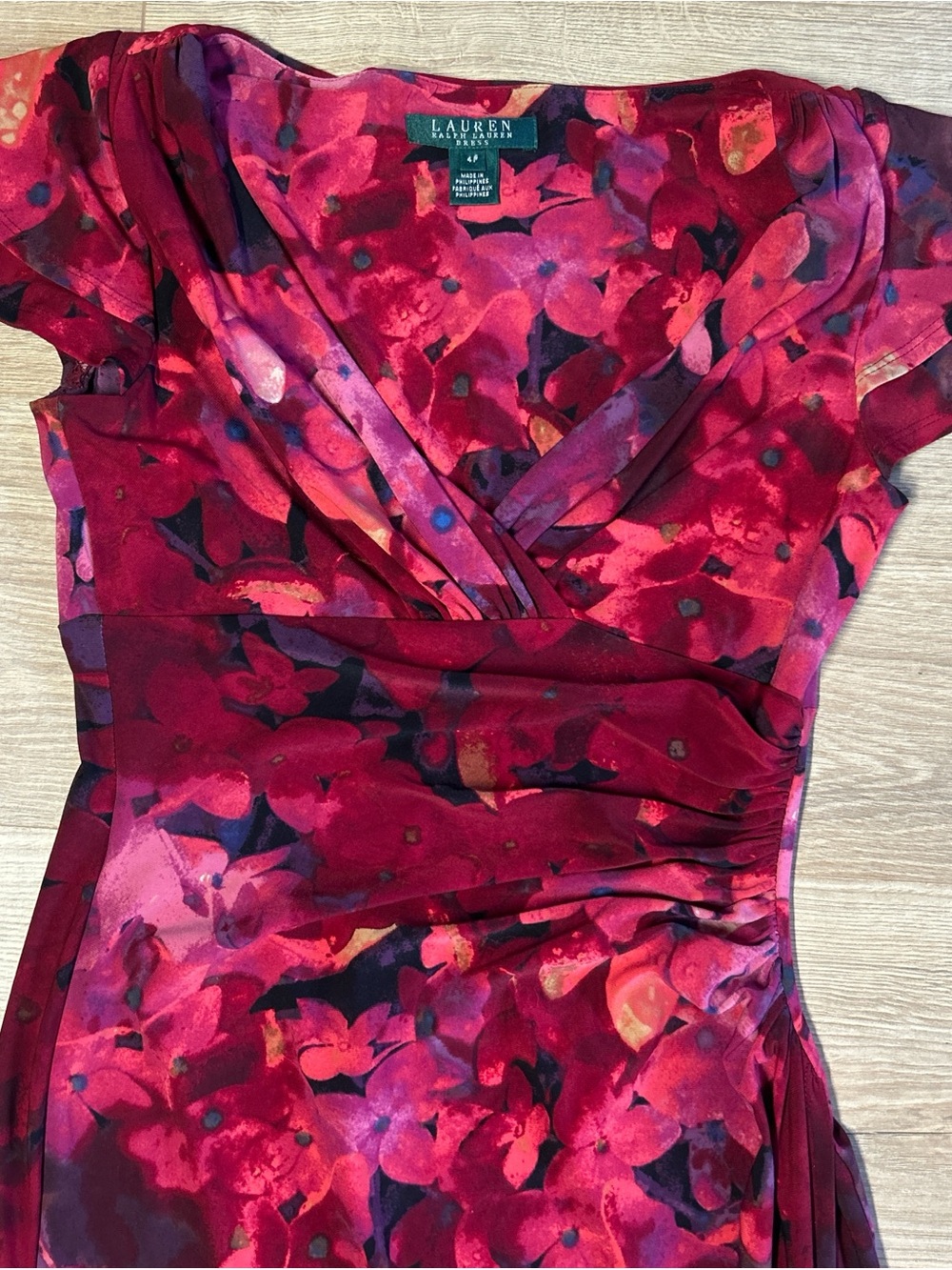 Ralph Lauren Red & Purple Floral Midi Dress - Picture 3 of 6